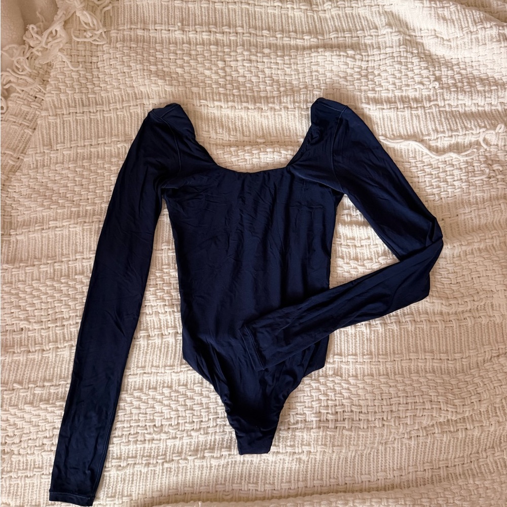 Aerie Navy Long Sleeve One-Piece Bodysuit